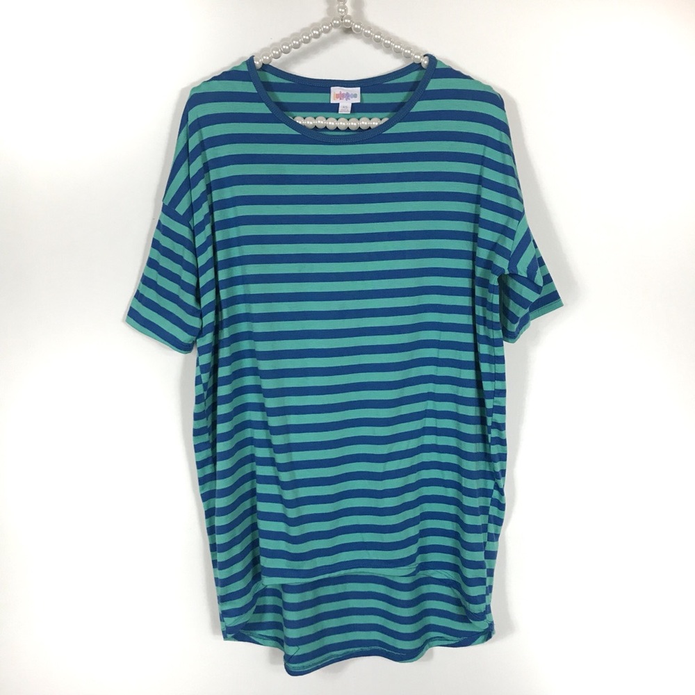 Lularoe Irma Stripe Shirt Size XS Top High Low Soft Casual Basic Comfy